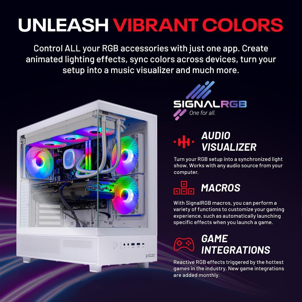 Skytech Gaming Azure 3 Desktop PC, Ryzen 7 7800X3D 4.2 GHz (5GHz), NVIDIA RTX 5080 16GB, 1TB NVMe SSD, 32GB DDR5 RAM 6000 RGB, 850W Gold ATX 3 PSU, 360mm ARGB AIO, Wi-Fi, Win 11