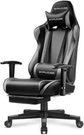 GTPLAYER Gaming Chair with Footrest, Ergonomic Computer Game Desk Chair, Recline Gaming Chair Seat Height Adjustment, Swivel Rocker with Headrest and Lumbar (Gray)