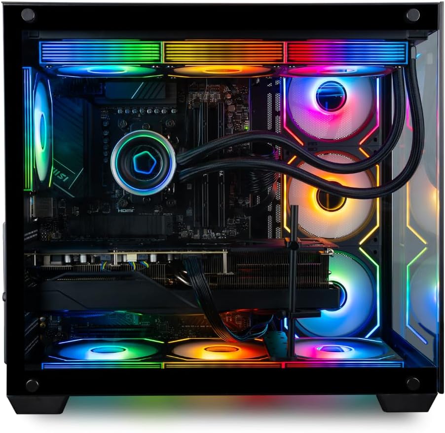 Panorama XL RTX 5090, Intel 20-Core Ultra 7 265KF Processor, 32GB DDR5 RAM, 2TB Gen4 NVMe SSD, Liquid Cooled Gaming Desktop w/Windows 11 Pro, 3-Year Warranty, RGB Keyboard+Mouse, Internal Wi-Fi 6E