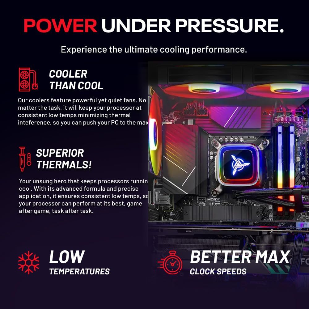 Skytech Gaming King 95 Gaming PC, AMD Ryzen 7 7800X3D 4.2GHz, AMD RX 9070XT 16GB VRAM, 1TB Gen4 NVMe SSD, 24GB DDR5 RAM 6000, 850W Gold ATX 3 PSU, 360 ARGB AIO, WI-FI 5, Windows 11, Desktop