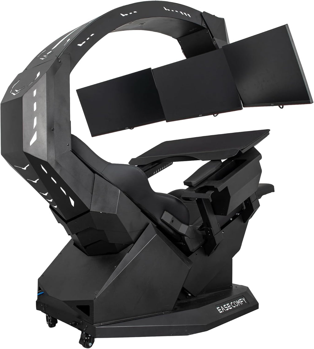 Imperatorworks EASECOMFY T2 Throne Computer Cockpit for 3 Monitors, Zero Gravity Chair Workstation,can Extend for 5 Monitors Support ultrawide 1 * 49' Option with Massage Function