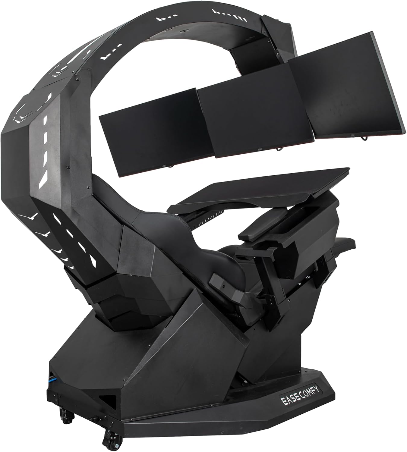 Imperatorworks EASECOMFY T2 Throne Computer Cockpit for 3 Monitors, Zero Gravity Chair Workstation,can Extend for 5 Monitors Support ultrawide 1 * 49' Option with Massage Function