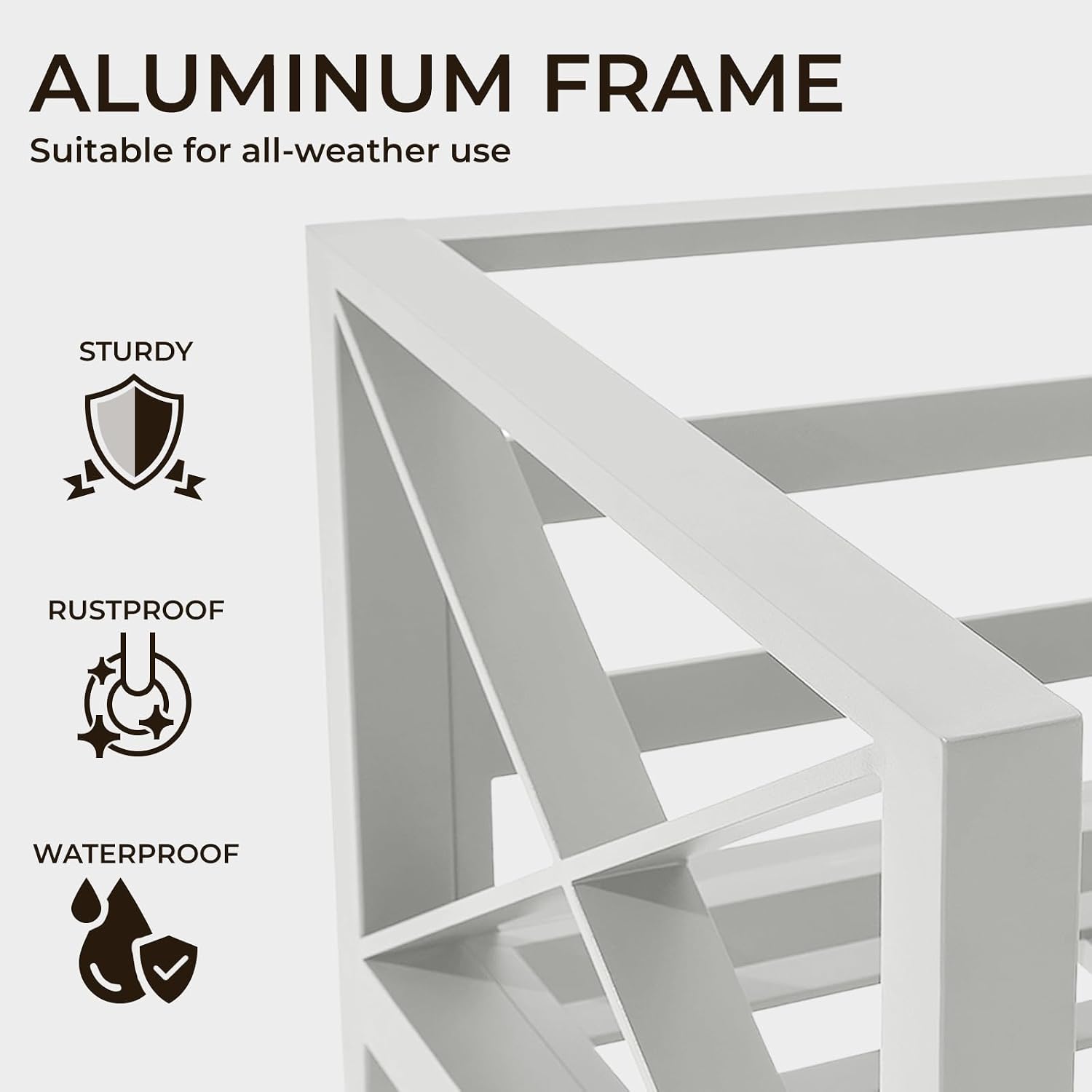 5-Piece Aluminum Patio Furniture Set, Oversized Outdoor Conversation Sofa Set with Coffee Table, White All-Weather Deep Seating, Rust-Proof Frame for Backyard, Deck, Porch, or Balcony