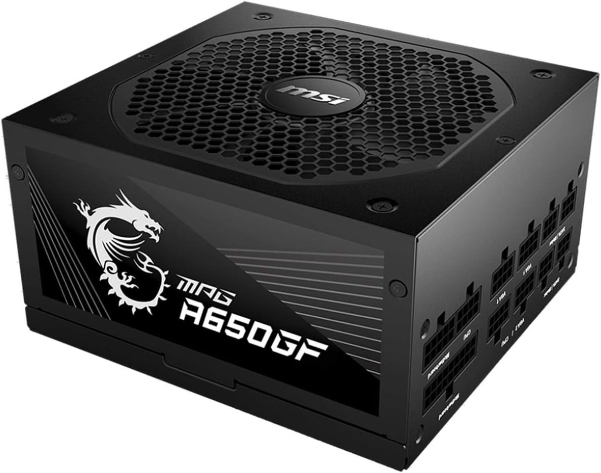 MSI MPG A650GF Gaming Power Supply - Full Modular - 80 Plus Gold Certified 650W - 100% Japanese 105°C Capacitors - Compact Size - ATX PSU