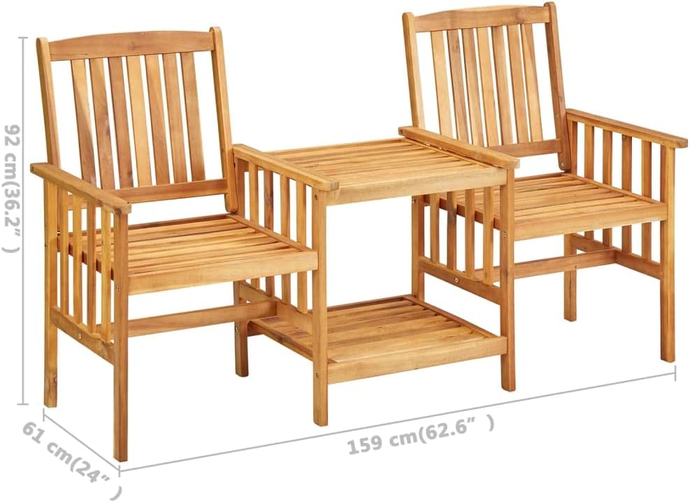 vidaXL Bistro Set Anthracite Cushion, Natural Wood