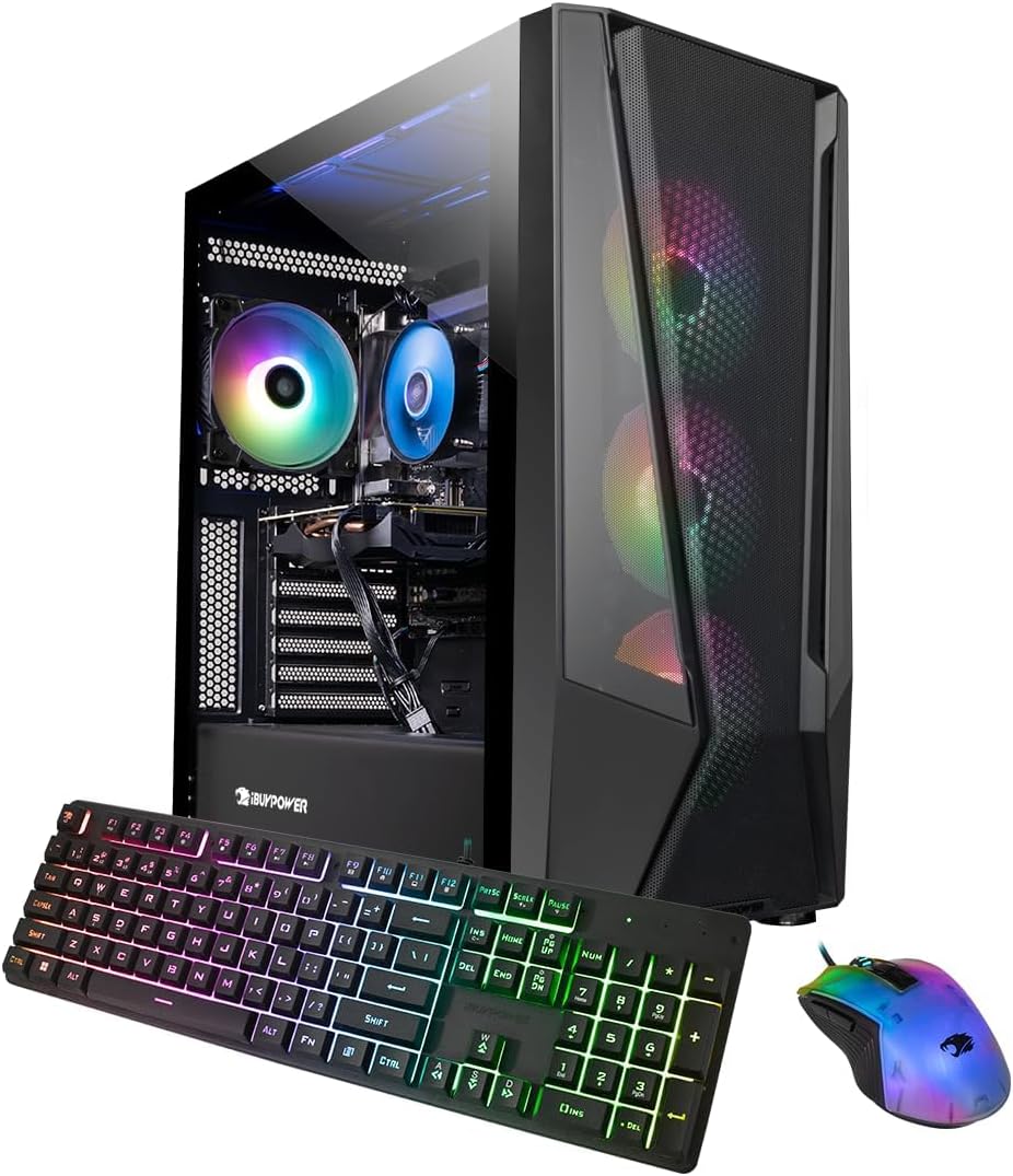 iBUYPOWER TraceMesh Gaming PC Computer Desktop TMI7N46T01 (Intel Core i7 14700F, NVIDIA GeForce RTX 4060 Ti 8GB, 32GB DDR5 5600 RGB (16x2), 1 TB NVMe SSD, WiFi Read, Windows 11 Home)