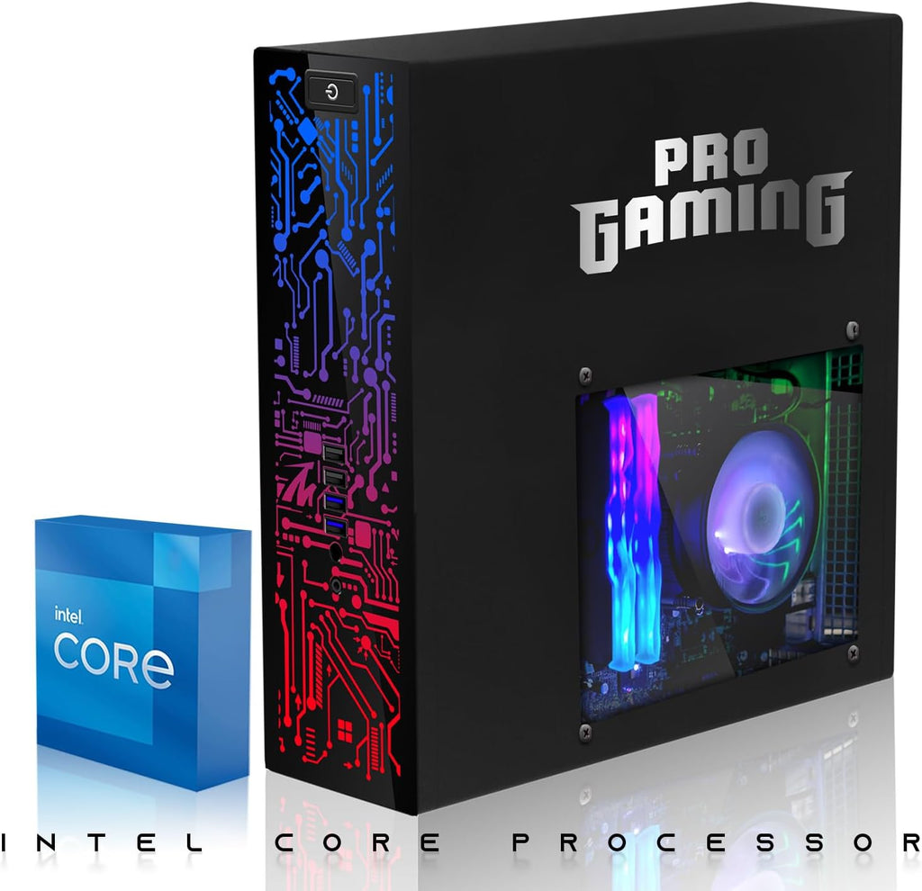 HP Black Desktop Computer PC–Intel Core i5,16GB ARGB RAM,512GB SSD,GT-1030 Graphic Card,24 Inch Curved Monitor,RGB KBM with AI Copilot Key,RGB Headphone,Webcam,Windows 11 (Renewed