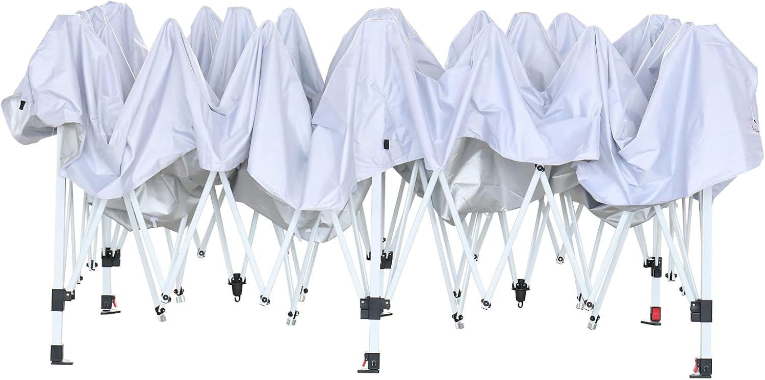 VINGLI 10x20 Pop Up Canopy with Sidewalls Carry Bag Easy Up Canopy Tent with Nettings, Screened in Gazebo for Camping Screened Canopy (White, 10x20)