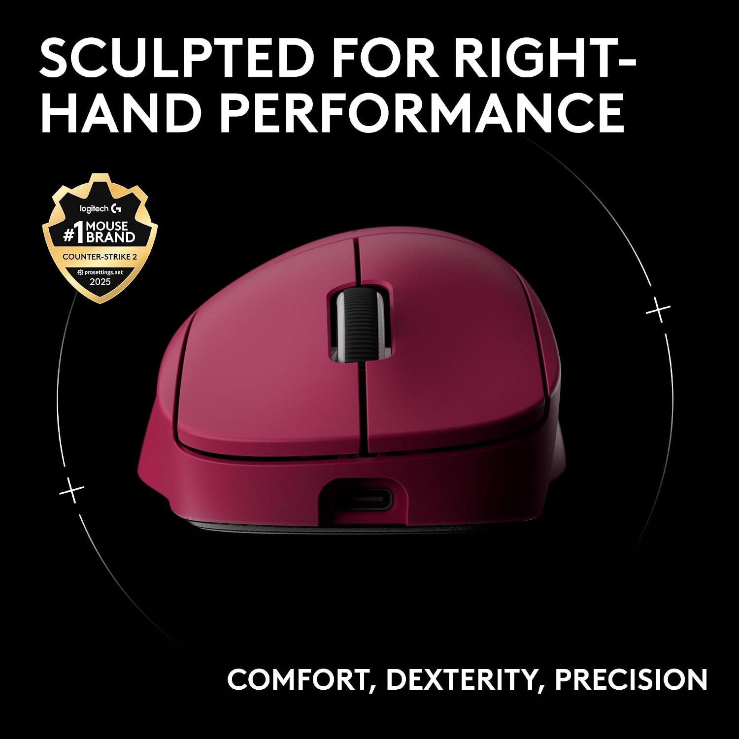 Logitech G PRO X Superlight 2 DEX Wireless Gaming Mouse, 60g pro-Grade Right-Handed Mouse with 5 programmable Buttons, USB-C Charging, 44k DPI Sensor, up to 8 kHz Polling for PC/Mac - Magenta