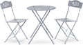 Alpine Corporation Indoor/Outdoor 3-Piece Bistro Set Folding Table and Chairs Patio Seating, Gray
