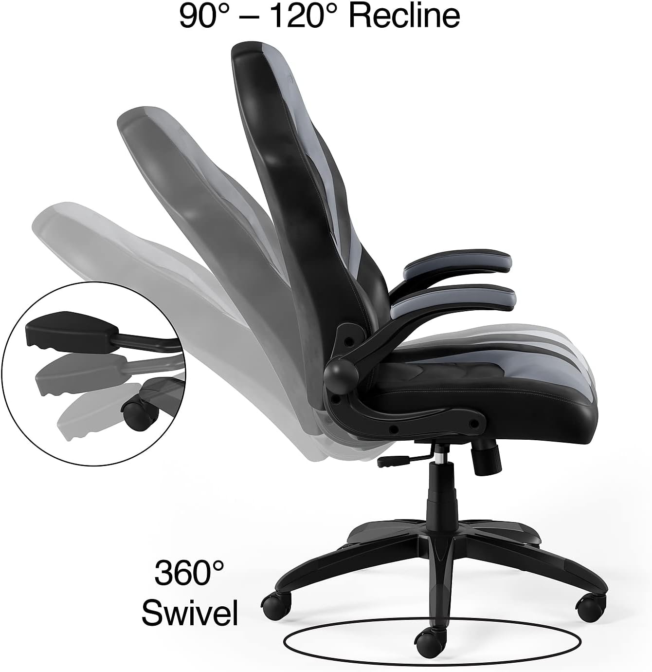 STAPLES Emerge Vortex Gaming Chair, Ergonomic, Adjustable Height, Swivel, Black, 2-Pack