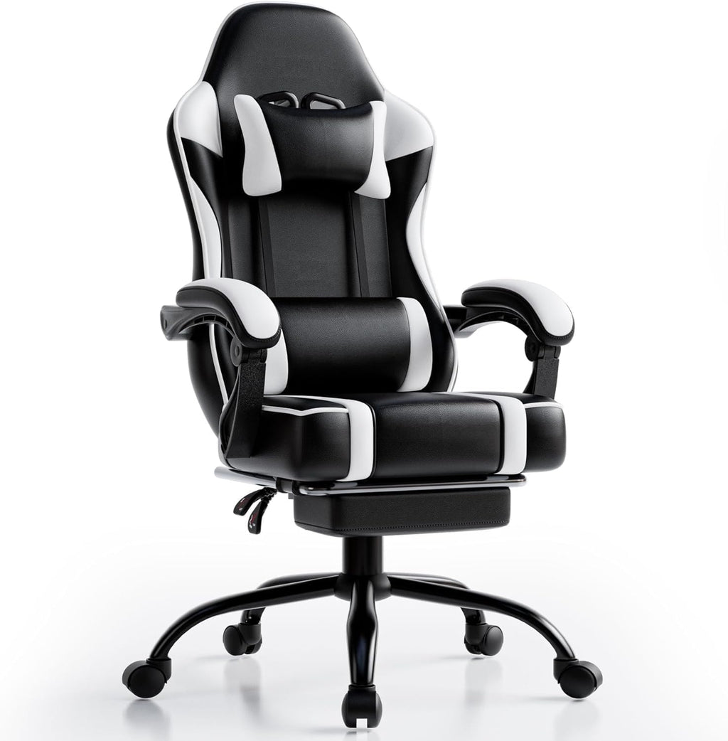 Gaming Chair, Computer Chair with Footrest and Lumbar Support, Ergonomic Video Game Chair with Headrest, Height Adjustable Gamer Chair Office Desk Chair