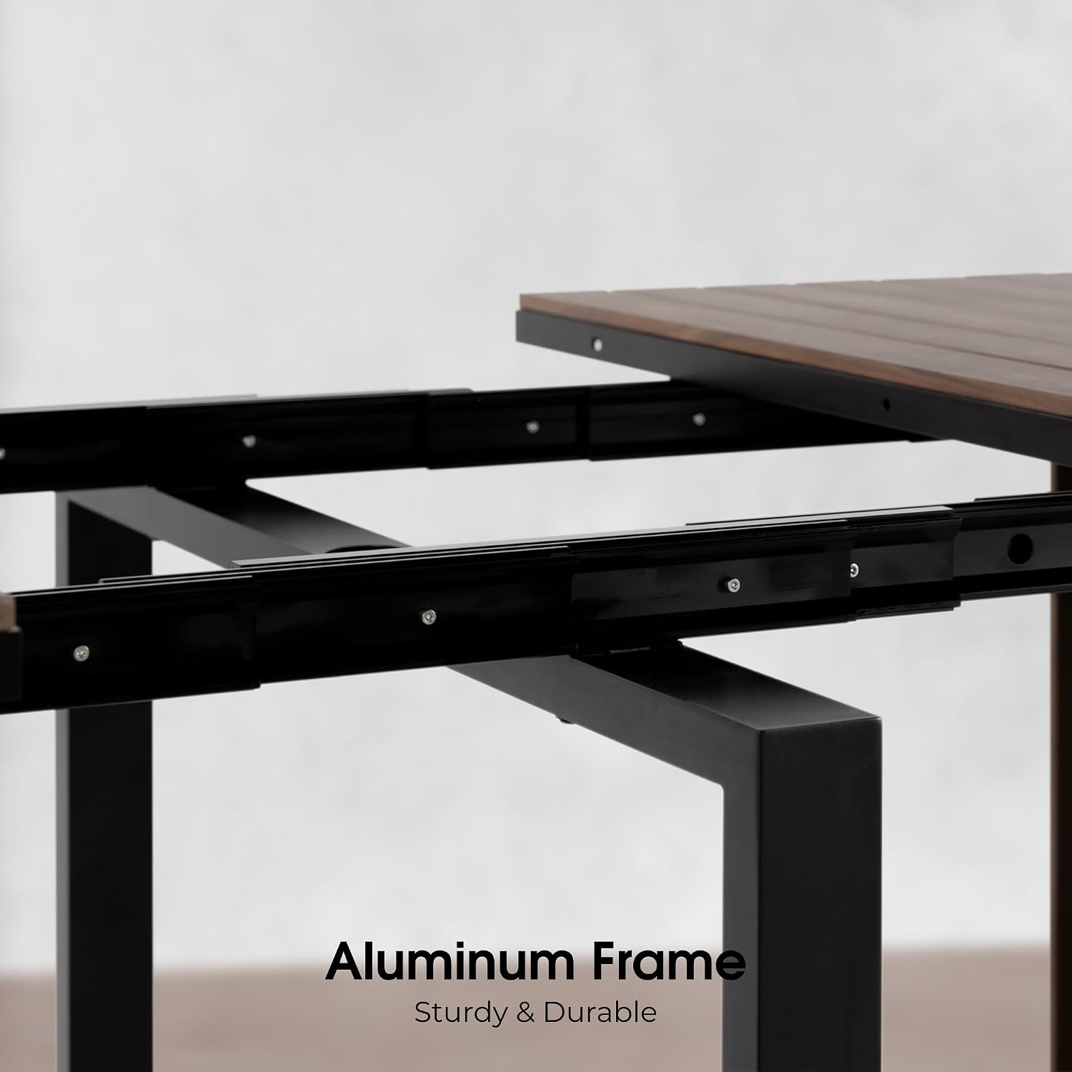 Transformer Table - Extendable Outdoor Dining Set up to 12, Expandable Patio Table, Weather-Resistant Patio Furniture, Outdoor Furniture, Dark Walnut, Brown (Table + 2 Benches)