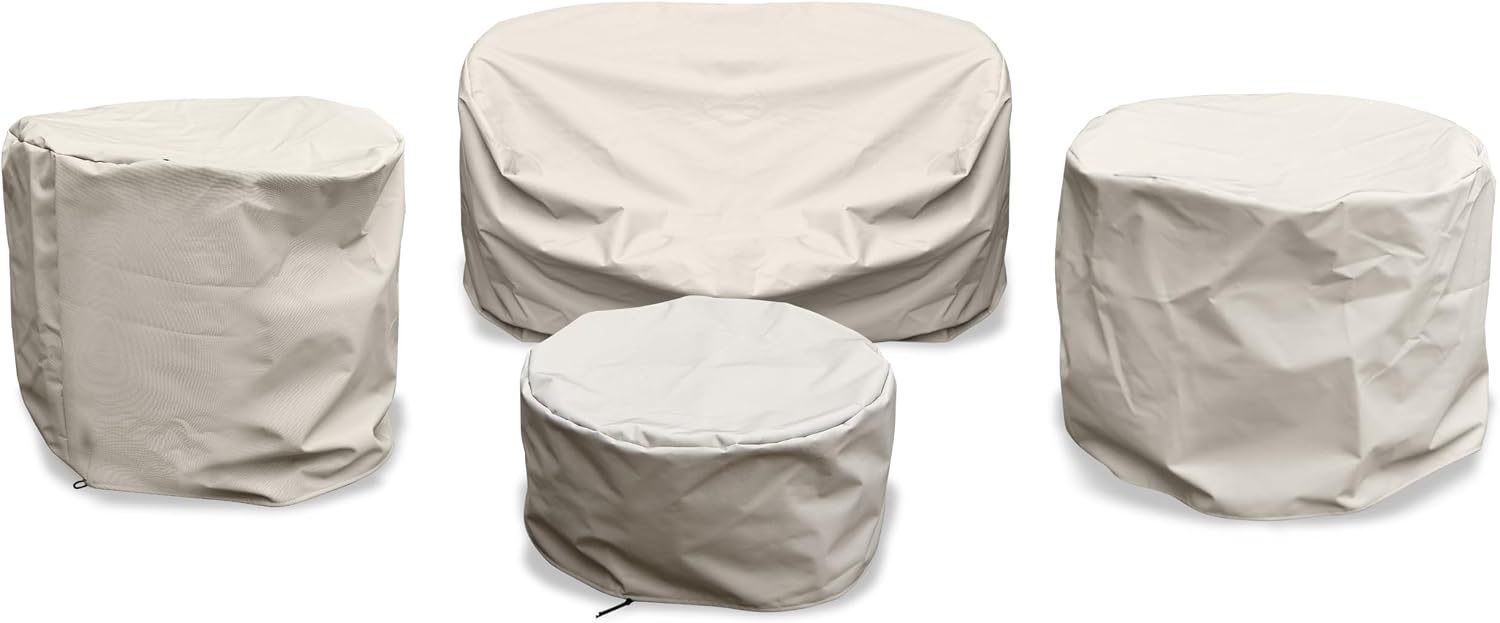 Patio Furniture Set Cover for Loveseat 2Chairs and Table: Waterproof, UV and Fade Resistant - All Season Outdoor Protection Cover with Cord Lock, Khaki