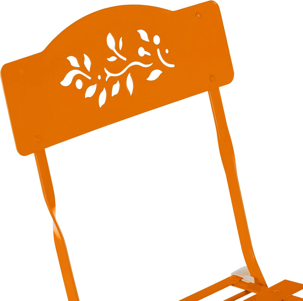 Alpine Corporation Indoor/Outdoor 3-Piece Bistro Set Folding Table and Chairs Patio Seating, Orange