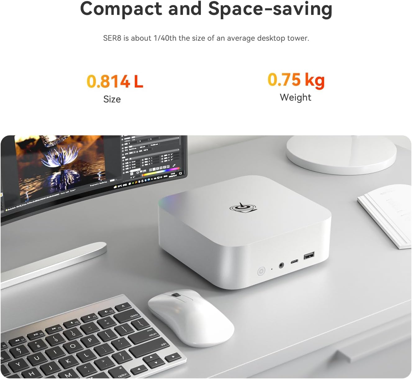 Beelink SER8 Mini PC, AMD Ryzen 7 8845HS(4nm, 8C/16T) up to 5.1GHz, Mini Computer 64GB DDR5 RAM 1TB M.2 NVME SSD, Desktop PC 4K@144Hz Triple Display/USB4/WiFi6/BT5.2/10Gbps/W-11 Pro