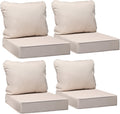 AAAAAcessories Outdoor Deep Seat Cushions, Waterproof, Fade-Resistant Patio Furniture Replacement Cushions, 24' x 24' x 5', Set of 4, Khaki Beige