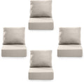6' Thick Outdoor Cushion, 24*24*6' Patio Furniture Cushions with Waterproof Patio Furniture Cushions with Removable Cover, 28D High Density Patio Cushion for Outdoor Furniture,Beige-4pcs