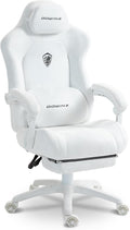 Dowinx Big and Tall Gaming Chair, Suede Fabric Game Chair with Pocket Spring Cushion, High Back Gamer Chair Ergonomic with Footrest for Adults Office, 440LBS, White