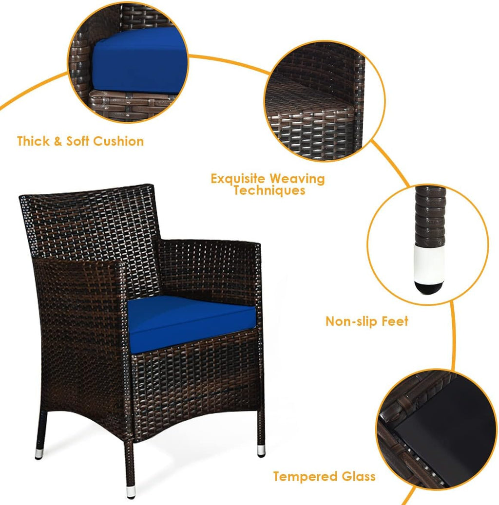 HAPPYGRILL 4 Pieces Patio Sofa Set Rattan Wicker Furniture Patio Conversation Set with Cushioned Sofa and Coffee Table for Outdoor Backyard Garden Poolside