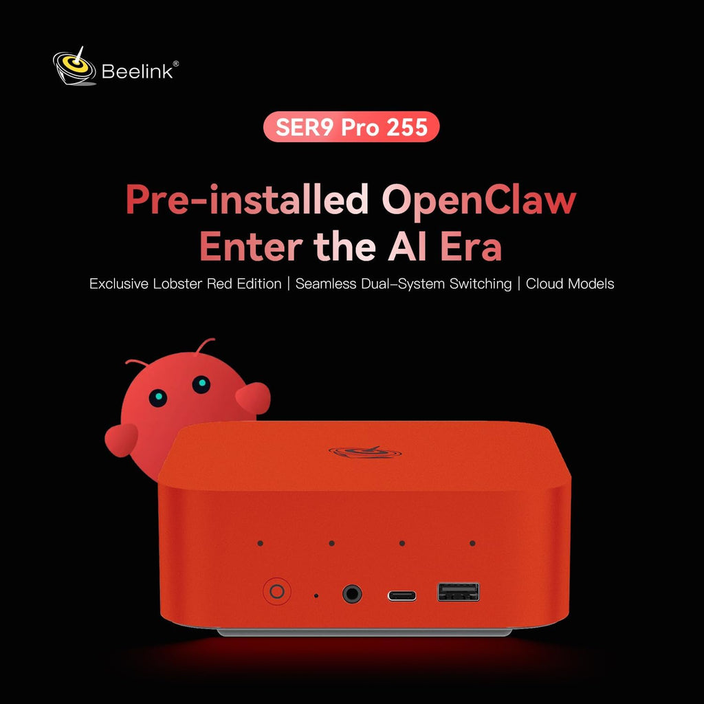 Beelink SER9 Pro AI Mini PC, AMD Ryzen 7 H 255(8C/16T,4.9GHz), 24G LPDDR5X 1TB PCIe4.0 x4 SSD, Mini Computer AMD Radeon 780M Triple Display/USB4/WiFi6/BT5.2/2.5G/Pre-Installed Openclaw/Ubuntu