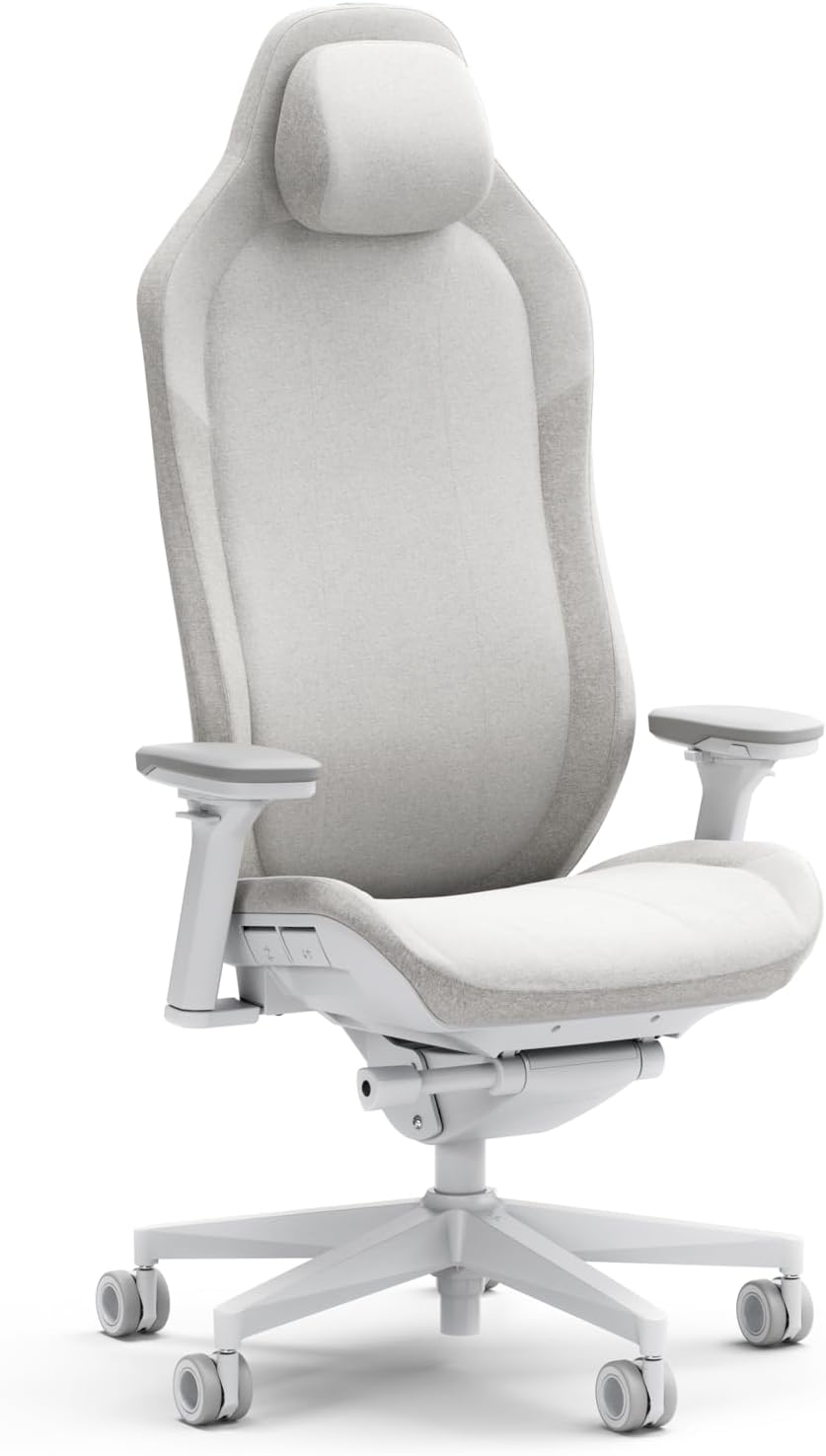 Fractal Design Refine Fabric Light Gaming Chair - Ergonomic Office Desk Chair Functionality with 4D Adjustable Armrests, High-Back Support, Lumbar Cushion, and Premium Fabric