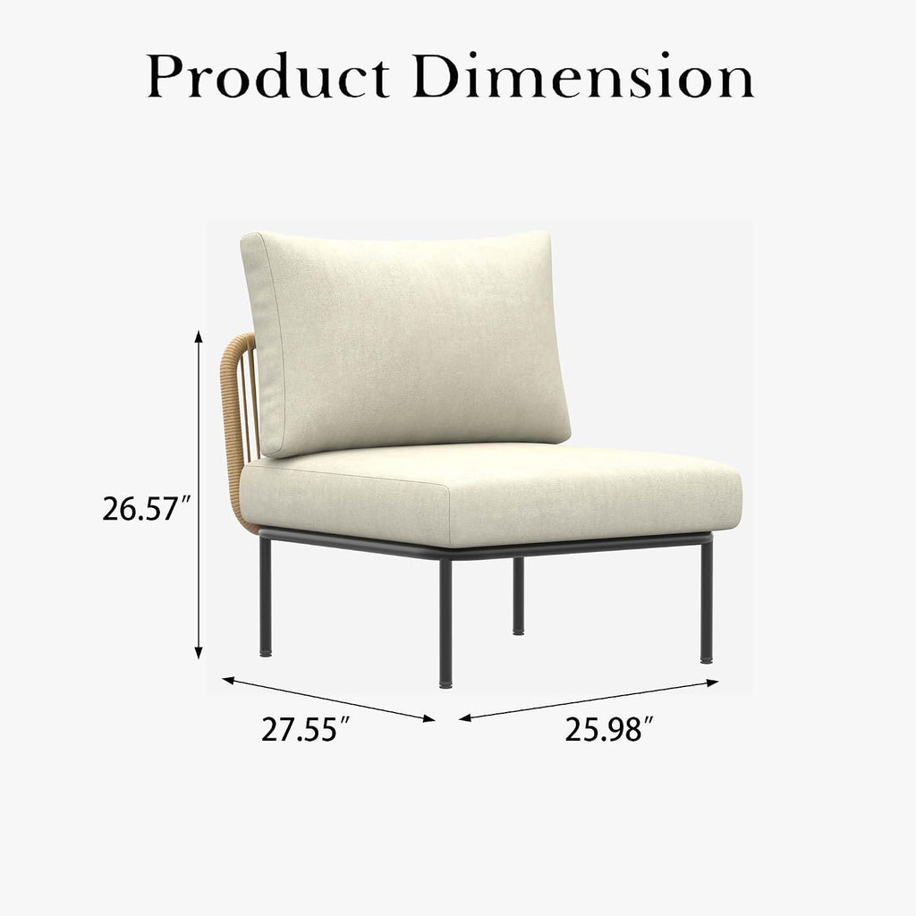 LayinSun 2 Pieces Aluminum Patio Furniture Set, Modern Modular Sectional Middle Chairs and Upgrade Thickness Cushion