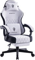 Dowinx Gaming Chair, Fabric Gaming Chairs for Adults with Pocket Spring Cushions and Lumbar Support, Ergonomic Massage Computer Chair with Footrest for Big and Tall, Gray