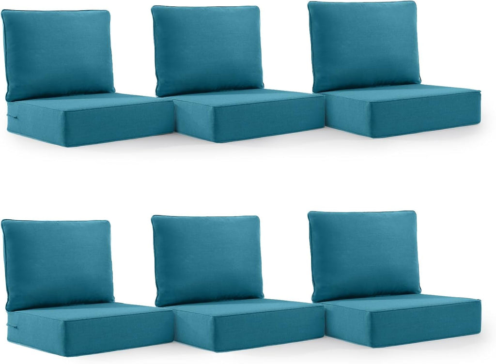 6' Thick Outdoor Cushion, 24*24*6' Patio Furniture Cushions with Waterproof Patio Furniture Cushions with Removable Cover, 28D High Density Patio Cushion for Outdoor Furniture, Green-6pcs