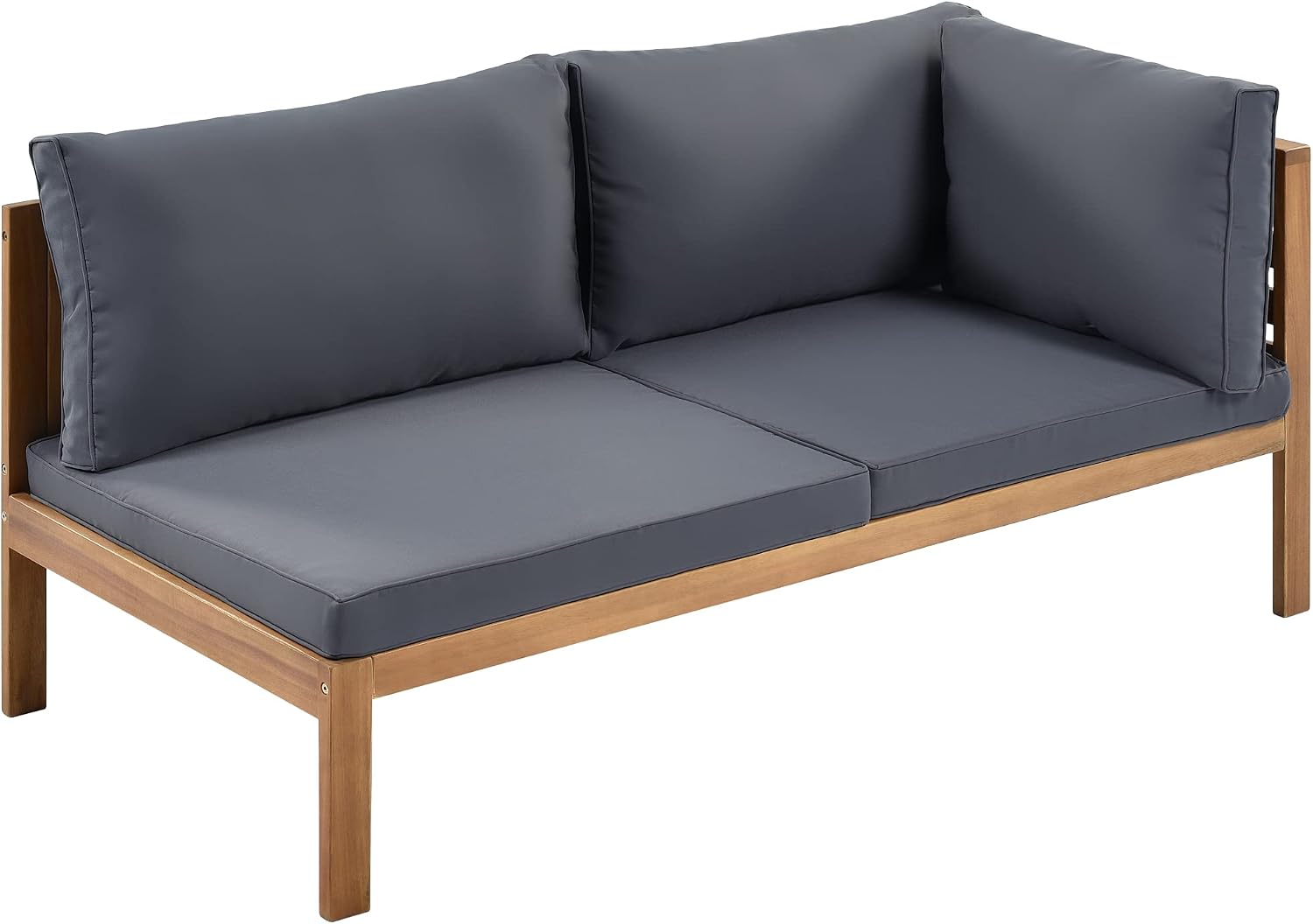 4 Piece Outdoor Patio Furniture Set, Acacia Wood Sectional Sofa wSeat Cushions, Patio Sectional Conversation Seat with Couches and Coffee Table