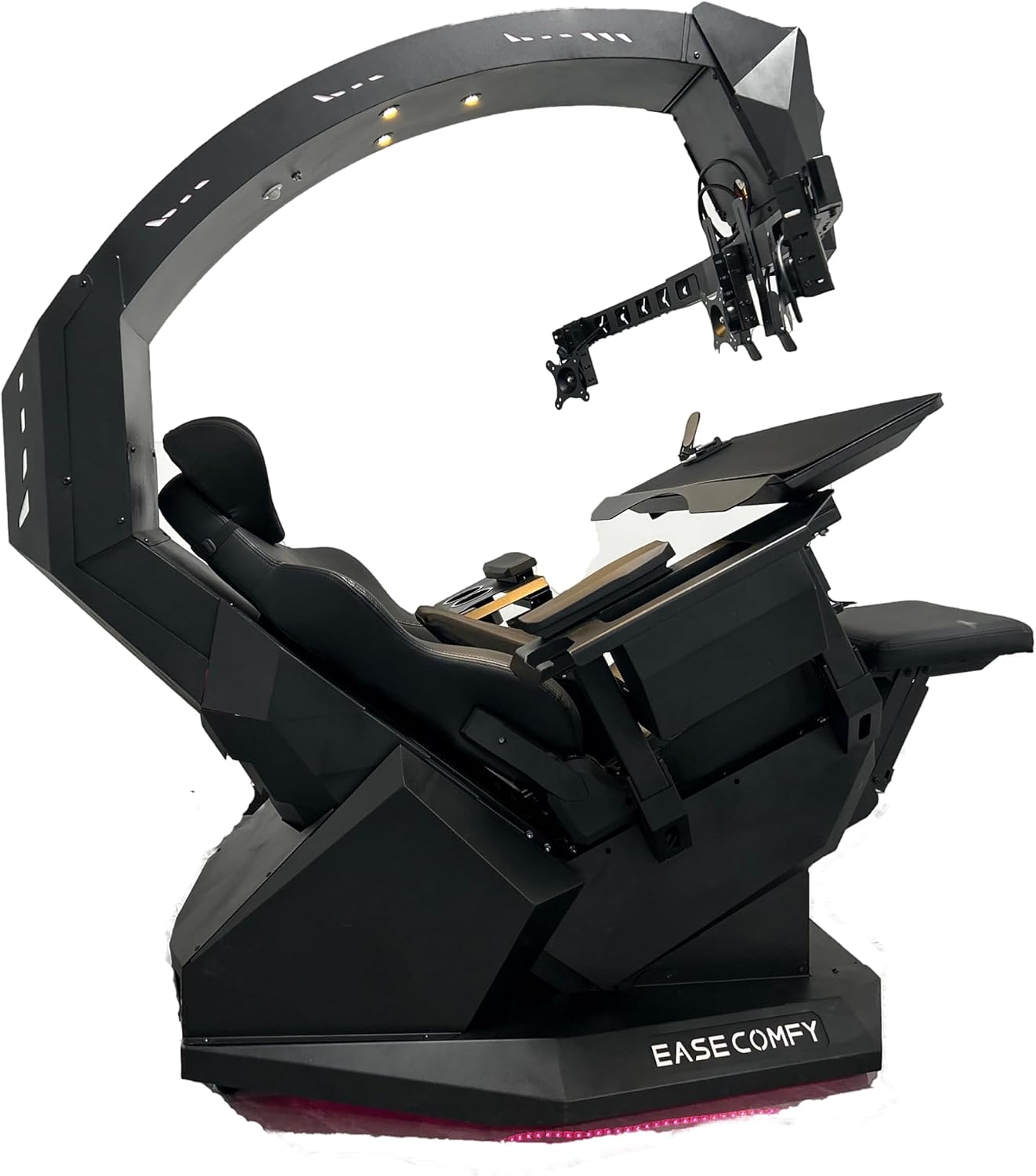 Imperatorworks EASECOMFY T2 Throne Computer Cockpit for 3 Monitors, Zero Gravity Chair Workstation,can Extend for 5 Monitors Support ultrawide 1 * 49' Option with Massage Function