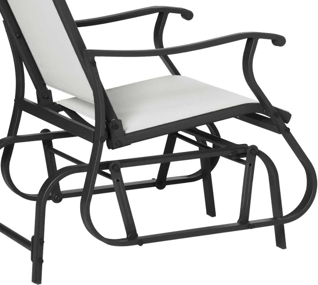 Outsunny 3-Piece Outdoor Gliders Set, Bistro Table and Chairs with Steel Frame, Tempered Glass Top Table for Patio, Garden, Backyard, Lawn, Cream White
