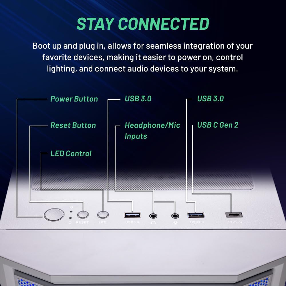 Skytech Gaming Archangel Gaming PC, AMD Ryzen 7 7800X3D 4.2GHz, NVIDIA RTX 5060 Ti 16GB, 1TB Gen4 NVMe SSD, 32GB DDR5 RAM 6000, 650W Gold PSU, 360 ARGB AIO, Wi-Fi, Win 11, Desktop