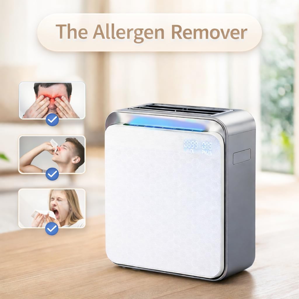 BURTRAN A31 H14 HEPA Air Purifier for Home Large Room Bedroom up to 1360ft²,Ultra-Quiet Sleep Modes, Nano-Oxy Negative Ions,PM2.5 & TVOC Smart Monitor, 5-Stage Filtration,WiFi,Sleep Support