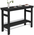 SERWALL 41' Outdoor Bar Table with 1.6' Umbrella Hole, HDPE Patio Bar Counter Height Table, All-Weather Rectangle Bar Table for Backyard, Garden, Poolside, Balcony - Black