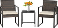 Tangkula 3 Piece Patio Furniture Set, Modern Heavy Duty All Weather Cushioned Wicker Chairs and Coffee Table Set, Suitable for Front Porch, Backyard, Garden, Poolside and Deck (Mix Brown)