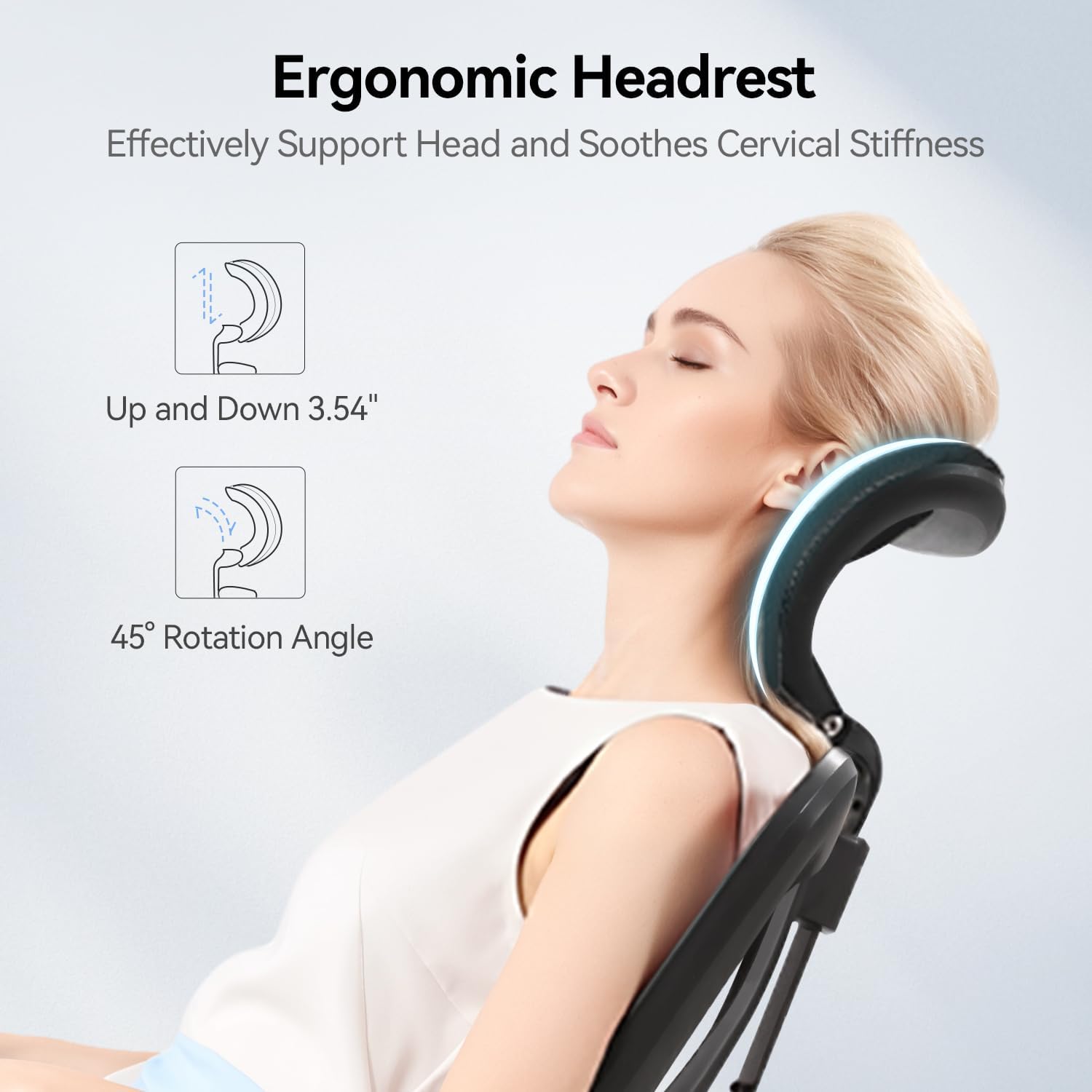 SIHOO M18 Ergonomic Office Chair, High Back Mesh Desk Chair with Adjustable Headrest & Lumbar Support, 330lbs Capacity Computer Chair with 2D Armrests & Wide Cushion, Tilt Lock, for Home Office-Black