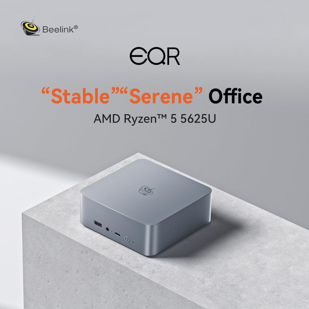 Beelink EQR5 Mini PC, AMD Ryzen 5 5625U(7nm, 6C/12T) up to 4.3GHz, Mini Computer 16GB DDR4 RAM 500GB PCIe3.0x4 SSD, Micro PC 4K@60Hz Dual HDMI Display/WiFi6/BT5.2/Office/Home/HTPC/W-11 Pro