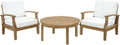 Modway 3-Piece Marina Outdoor Patio Teak Sofa Set, Natural White