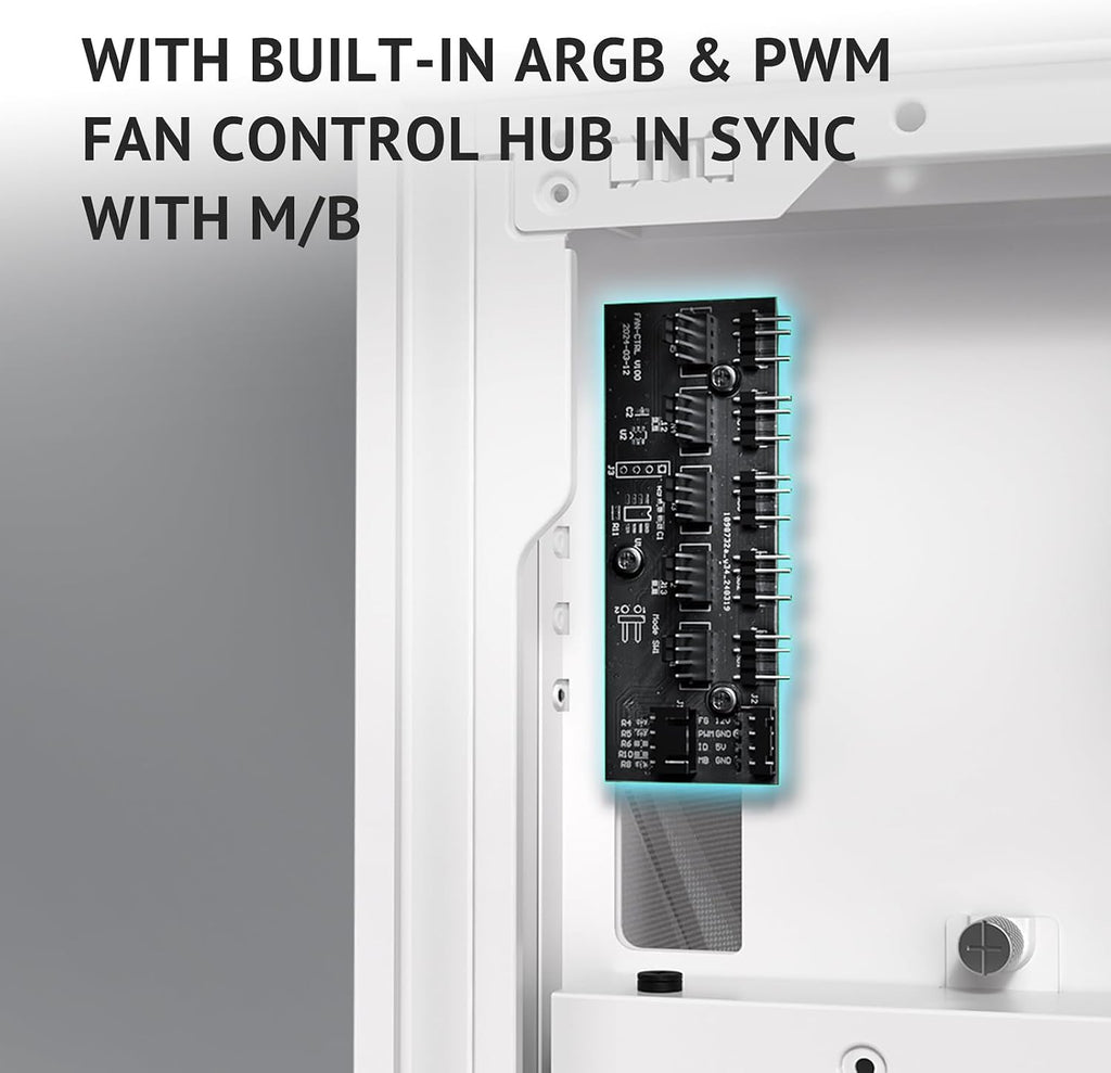 Antec Flux Pro White, 6 x PWM Fans Included, High-Airflow Front Panel with Birch Wood, iShift PSU 90° Mount, USB3.0 x 2, Type-C, 420mm Radiator Support, Temp. Display, Full-Tower E-ATX PC Case