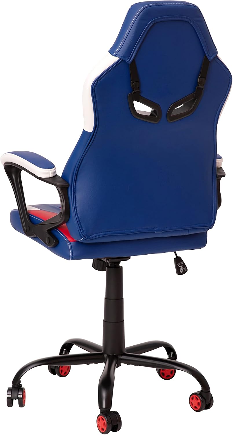 Flash Furniture Stone Ergonomic PC Office Computer Chair - Adjustable Red & Blue Designer Gaming Chair - 360° Swivel - Red Dual Wheel Casters