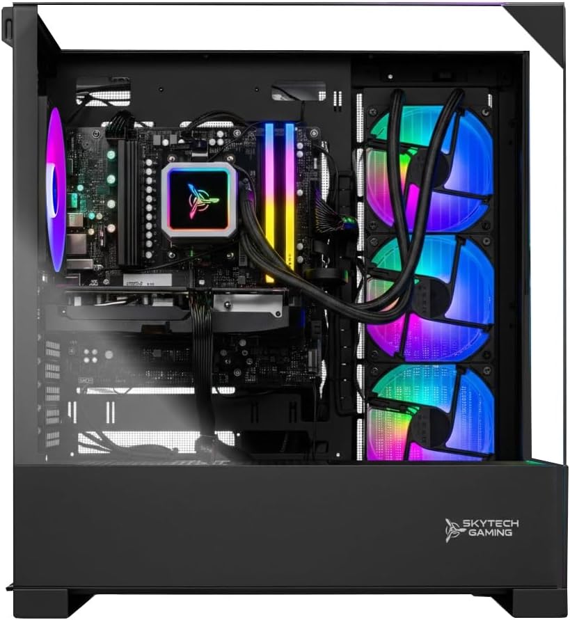 Skytech Gaming Shadow 5 Gaming PC, AMD Ryzen 7 7700 3.8GHz, NVIDIA RTX 5070 12GB VRAM, 1TB NVMe SSD, 32GB DDR5 RAM 6000, 750W Gold PSU, 360 ARGB AIO, WI-FI 5, Windows 11, Desktop