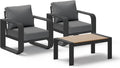 Aluminum Outdoor Sofa Bistro Set, Oversized Patio Conversation Sets Widened Armrest & Ultra-Thick Cushions, Deep Seating Patio Furniture Set for Backyard, Deck, Graphite