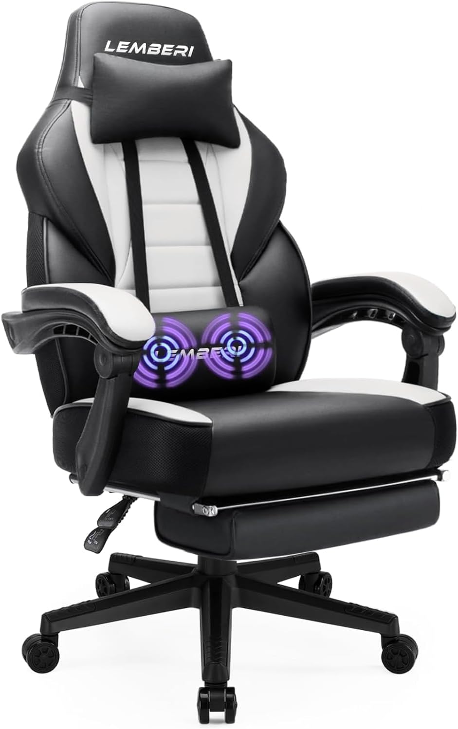 LEMBERI Gaming Chairs with Footrest,Ergonomic Video Game Chairs for Adults,Big and Tall Gaming Chair 400lb Weight Capacity, Racing Style Gaming Computer Gamer Chair with Headrest and Lumbar Support