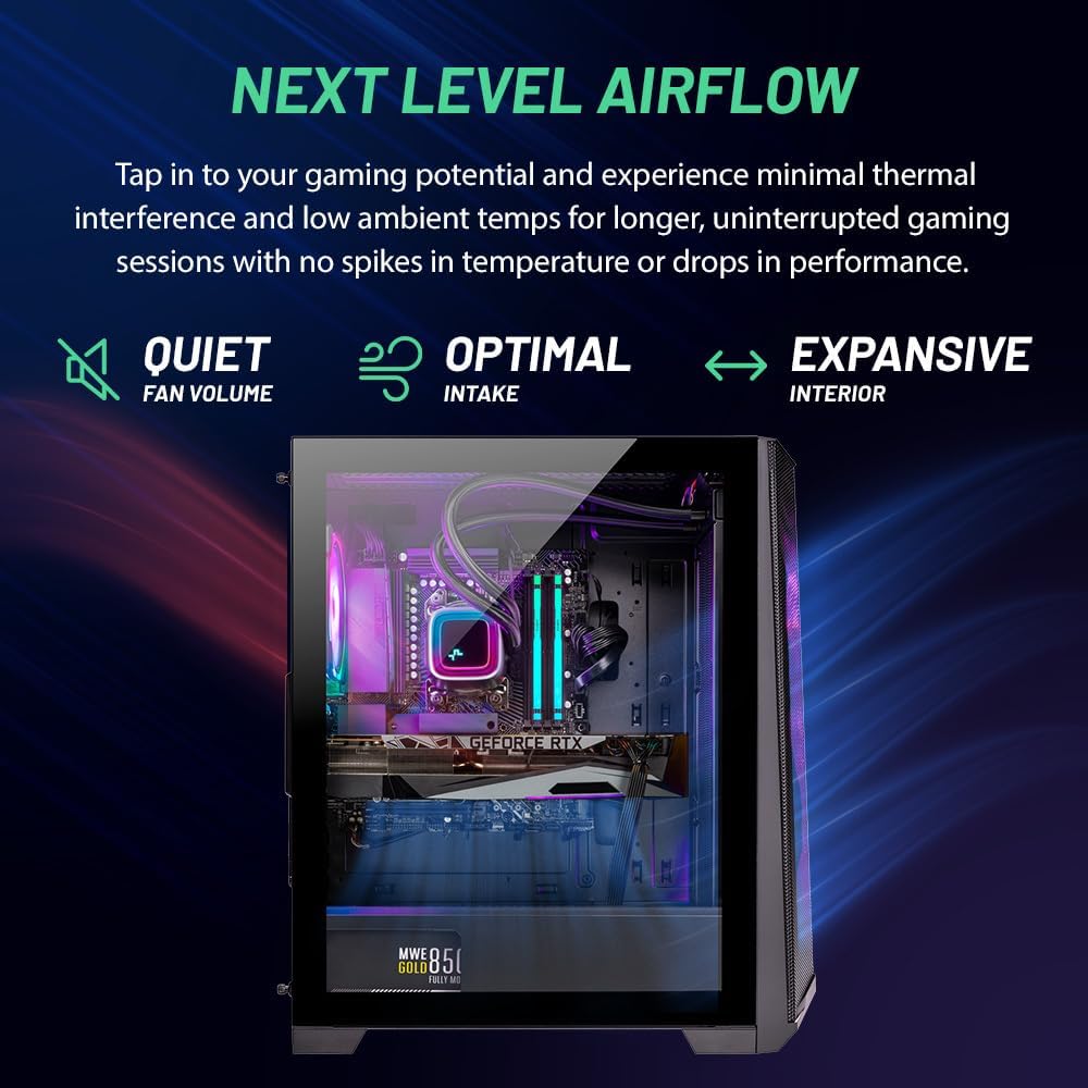 Skytech Gaming Chronos Gaming PC, Ryzen 7 7700X 4.5 GHz, RTX 4070, 1TB NVME, 32GB DDR5 RAM RGB, 650W Gold PSU Wi-Fi, Win 11 Home, RGB-Keyboard and RGB-Mouse Included