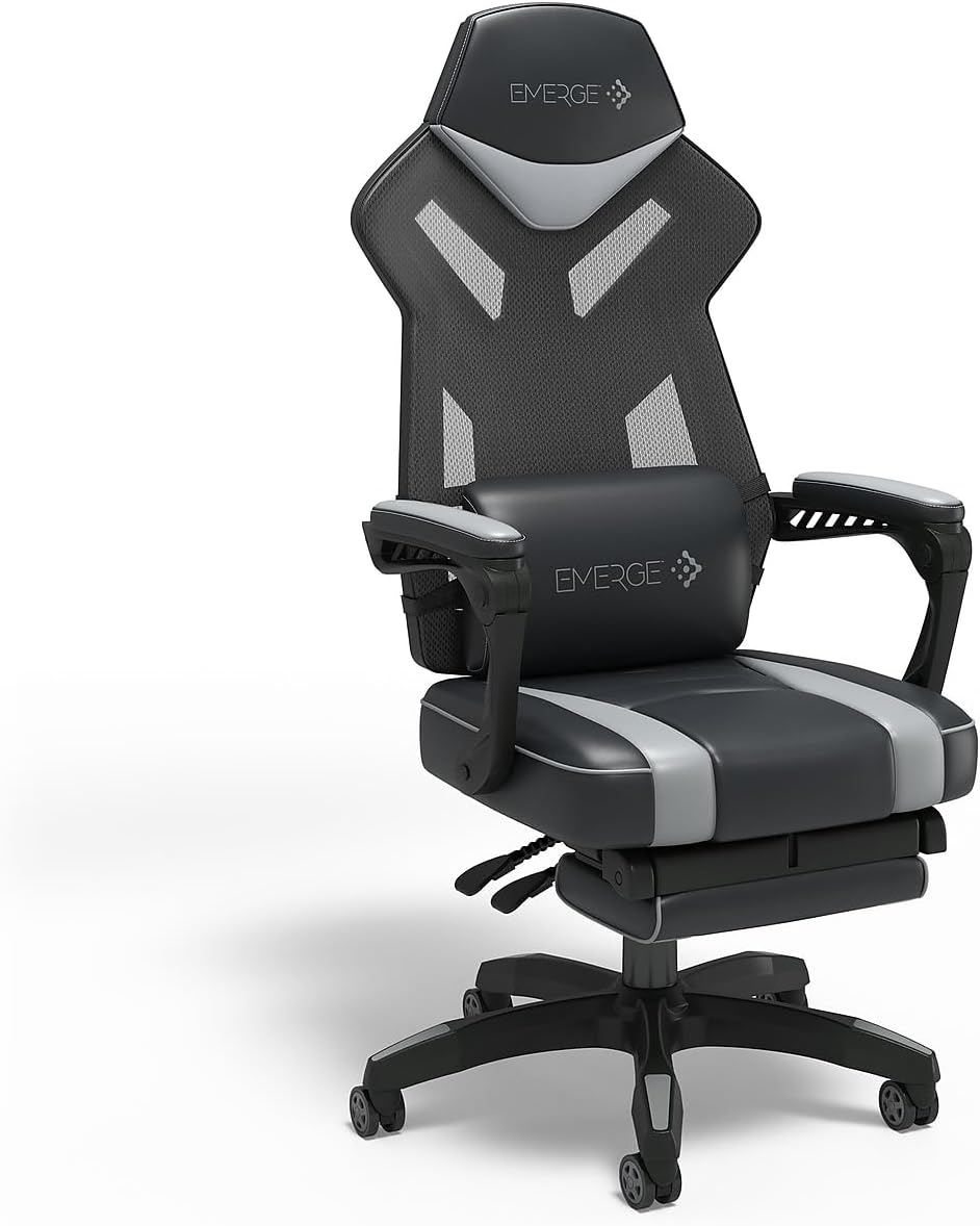 Staples Emerge Vomax Gaming Chair, Ergonomic, Adjustable Height, Swivel, Black
