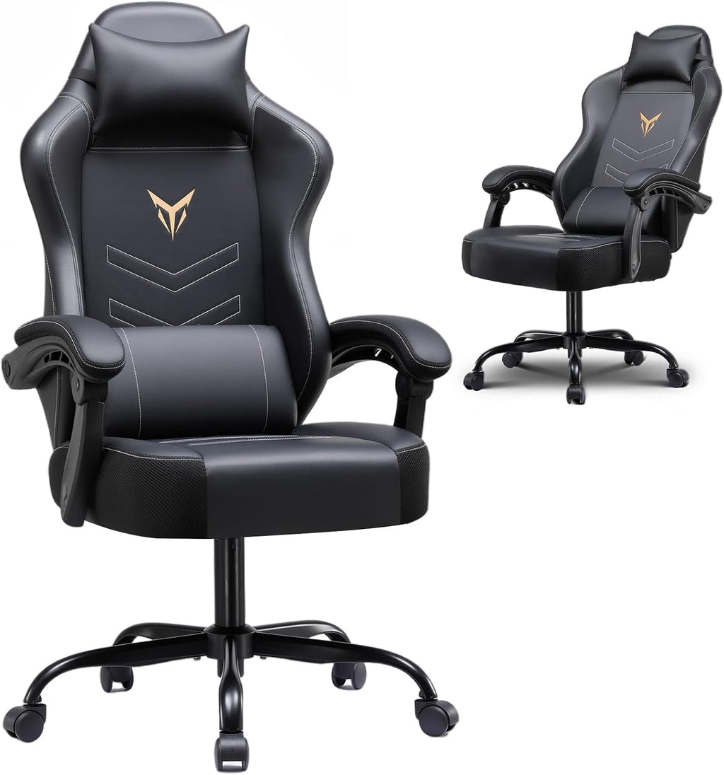 GTPLAYER Gaming Chair, Recliner Chair with Headrest & Lumbar Support, Linkage Armrest,Ergonomic Gaming Chair, High Back Office Home, Black