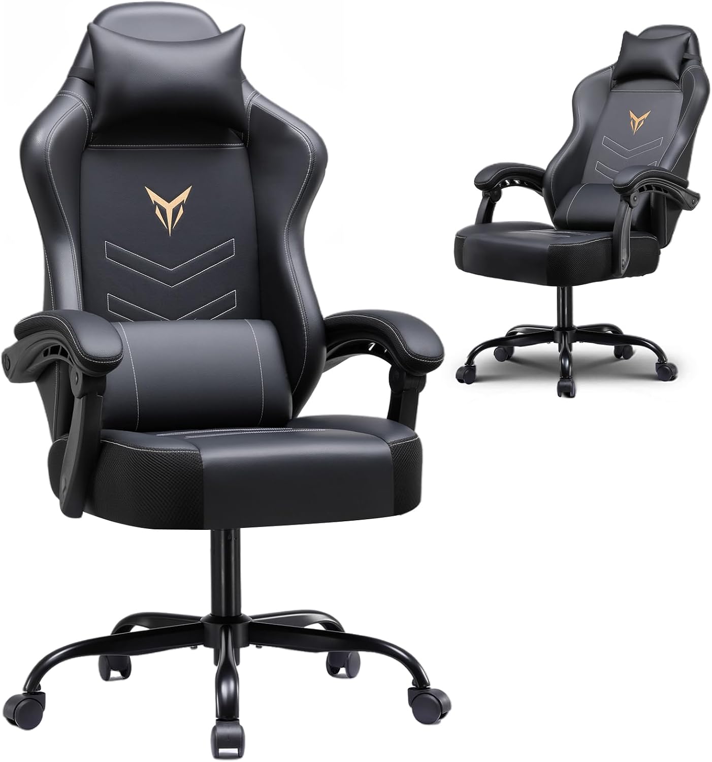 GTPLAYER Gaming Chair, Recliner Chair with Headrest & Lumbar Support, Linkage Armrest,Ergonomic Gaming Chair, High Back Office Home, Black