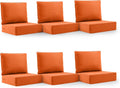 6' Thick Outdoor Cushion, 24*24*6' Patio Furniture Cushions with Waterproof Patio Furniture Cushions with Removable Cover, 28D High Density Patio Cushion for Outdoor Furniture, Orange-6pcs