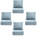 Outdoor Cushion Set for Furniture patio furniture,UV Resistant,Waterproof outdoor cushion set - 6 Inch thick foam garden cushions– 24x24 Inch Patio Seat Covers for Chair/Sofa/Couch Baby Blue 4-pack